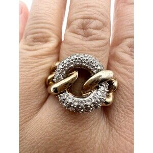 925 Sterling Silver Love Knot Pave Ring Gold Vermeil Size 7